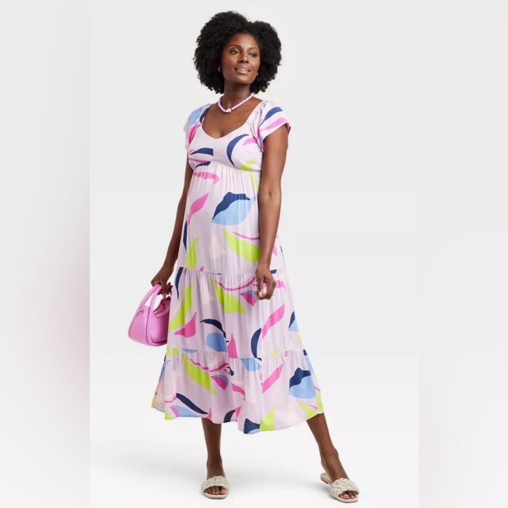 isabel by ingrid+isabel maternity dress maxi smocked back flutter sleeve S